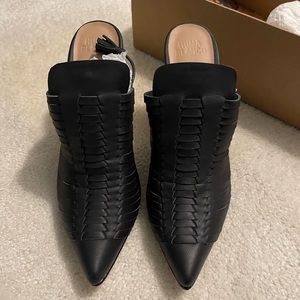 Huma Blanco Black Jenny Woven Ankle Tie Heels